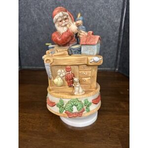 Vtg Silvestri Santa Wind‎ Up Figurine Musical Christmas Toy Shop Works HOMCO
